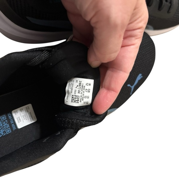 Puma Black Sneakers with Blue Highlights Mens Rocket Fuel Mesh Sport Size 13 - Picture 7 of 9